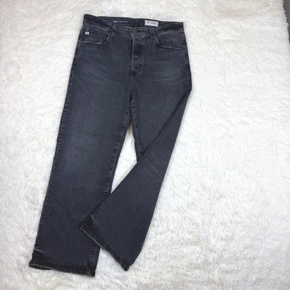 AG Adriano Goldschmied Kinsley High Rise Crop Jeans Womens 32 Black Edgy Denim